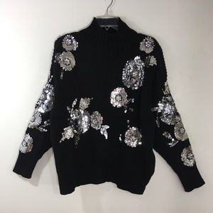 zara floral sweater with sequins